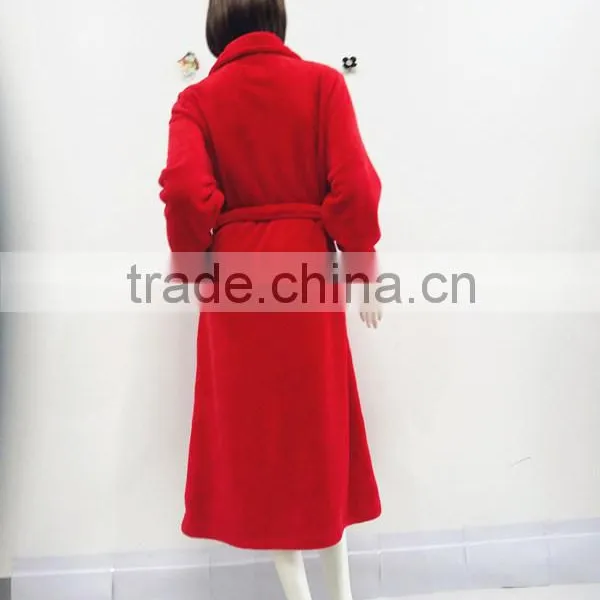 Red Classic Warm Bind Night Robe Woman photo-5