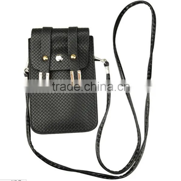 Hot Selling Leather Phone Pouch Case With Neck Strap in Dongguan