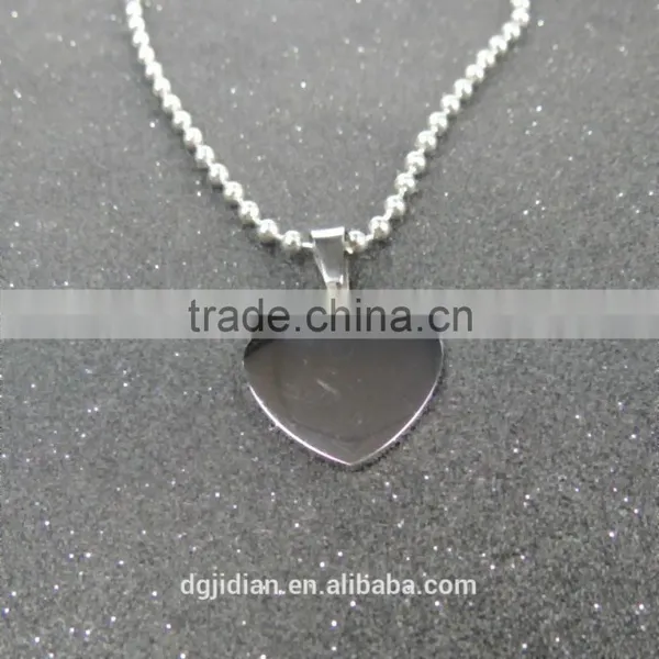 Mens Stainless Steel Heart Shaped Dog Tag Necklace Pendant Blank, Laser Engrave Logo Customize photo-2