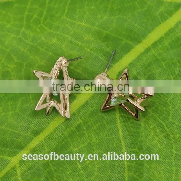 Decorative Earring Metal Silver Star Fashionable Design Ear Studs photo-6