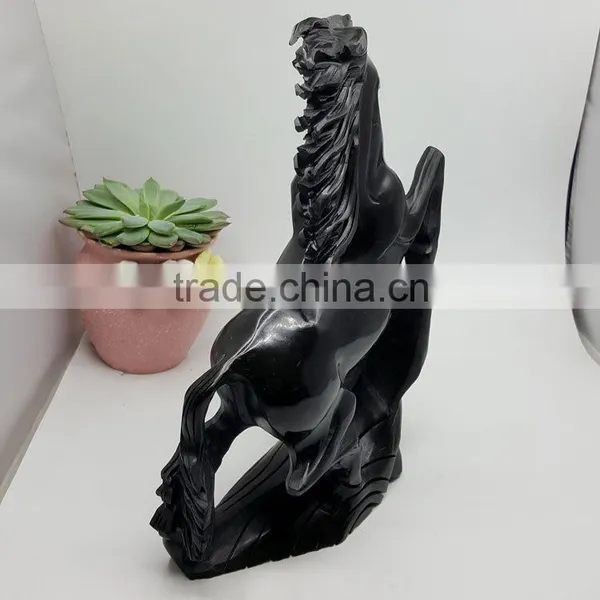 Obsidian Horse Figurine Sculpture Animal Carvings Office Ornaments photo-4