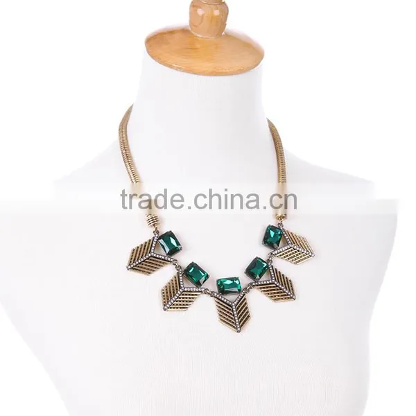 Cheap Wholesale Jewelry 2016 Latest Design Vintage Multiple Pendants Necklace Green Stone Pendant Necklace photo-2
