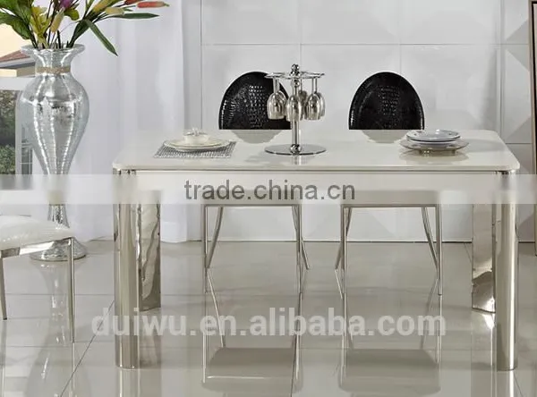 Modern Metal Dining Room Rectangular Tables Strong 201 Stainless Steel Base photo-5