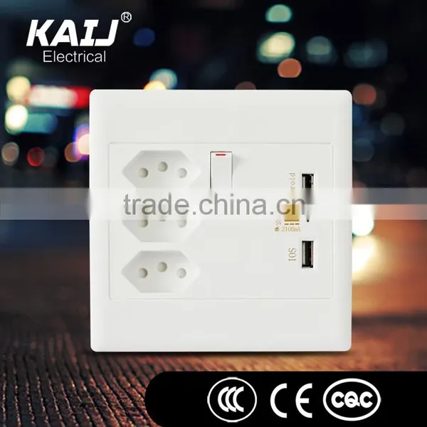Wall Mounted Double Usb Port Single Gang Wall Electric Switch Socket photo-4