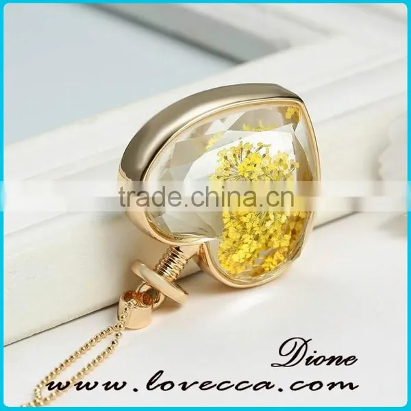 Latest Jewelry Accessories Real Flower Clear Galss Pendant With Chain photo-5