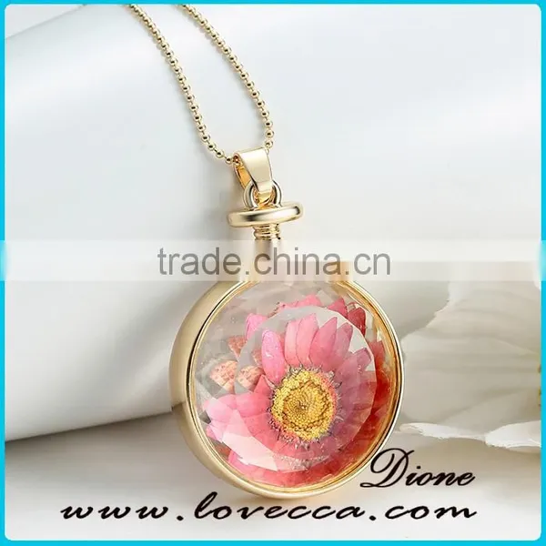 Factory Custom-made Fashion Gifts Jewelry Round Real Pressed Flower photo-2