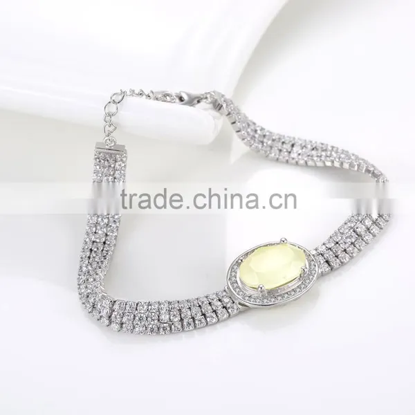 Fashion 925 Sterling Silver Big White AAA Zircon Prong Setting Bracelet photo-6