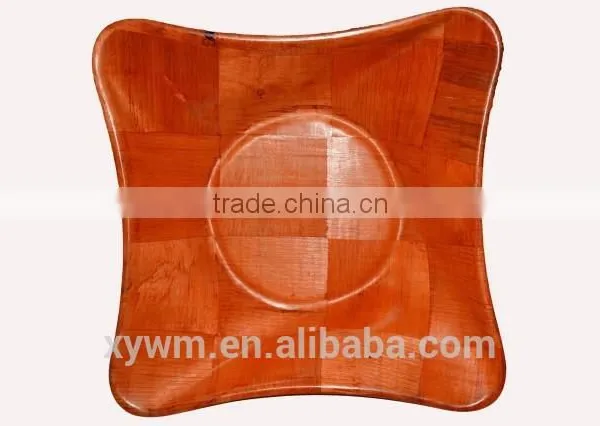 Square Woven Wooden Salad Serving Plate photo-4