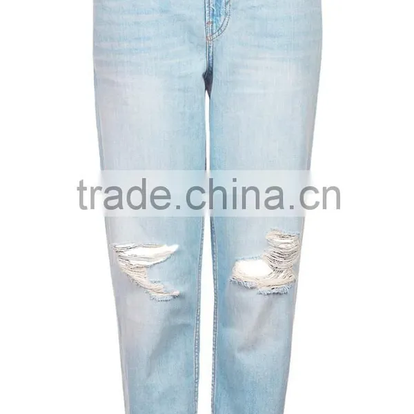 Blue Distressed Holes Denim Pants With Straight Leg Girls Sex Leg Jean Pant Dubai Girl Photo photo-2