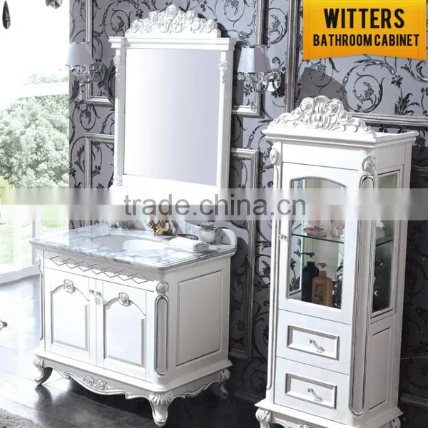 White Single Hole and Single Basin Bathroom Cabinet Design Custom