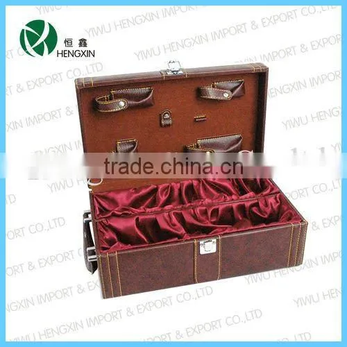 Modern Wine Packaging Leather Wine Bottle Box 2 Bottle Wine Box
