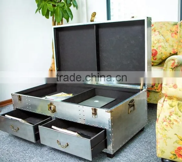 Aviator Coffee Table Riveted Aluminum Metal Modern Design photo-5