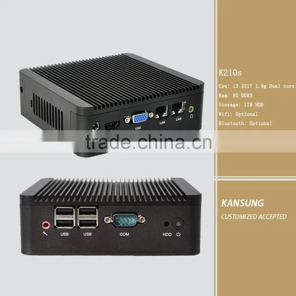 Embbeded I3 MINI Desktop Comupter 1T Hard Disk 8G Memory 2 Ethernets Mini pc With VGA Display