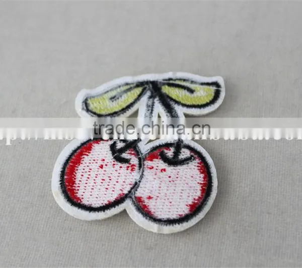 Beautiful 5*5 cm Embroidery Mini Cherry Printting Design Trim Custom Leather Patch photo-5