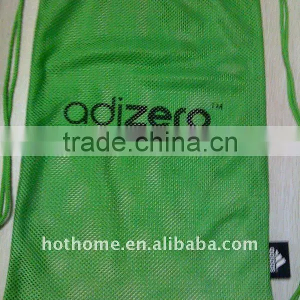 Green Mesh Backpack With Black Logo Printing photo-5