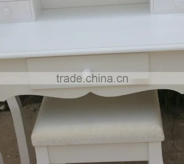 Modern Style White Wooden Dressing Table With Stool and Mirror? K/D Dresser photo-5