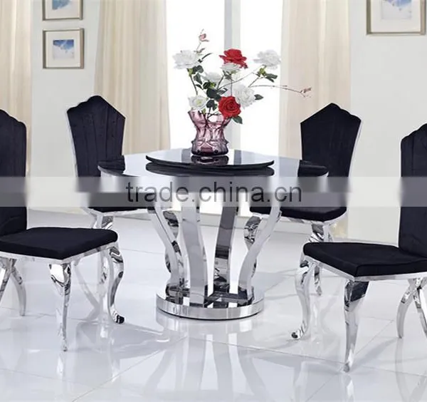On Sale Stock Black Glass Restaurant Round Dinning Table AH6667-2