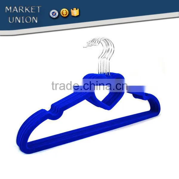 ABS Plastic Heart Shape Antiskid Velvet Hangers Flocking Clothes Hanger With Pulley,ABS,Nylon Villi,Chrome Plated Hook photo-3
