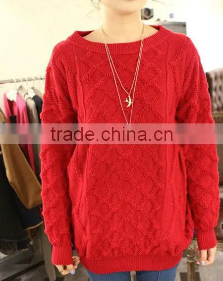 OEM Ladies Fashion Long Sleeve O-neck Woman Pullover Sweater