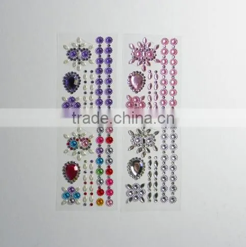 Set Of 4 Stick On Self Adhesive Gems Colorful Rhinestones,DIY Peel Off Jewels Pearls Sticker Sheet photo-2