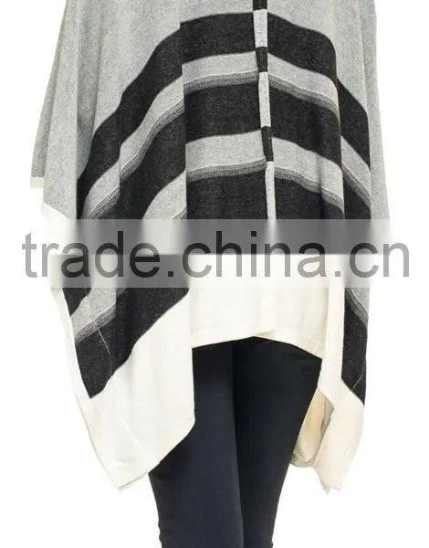 Women Knitted Pattern Fashion Cashmere Poncho Shawl photo-4