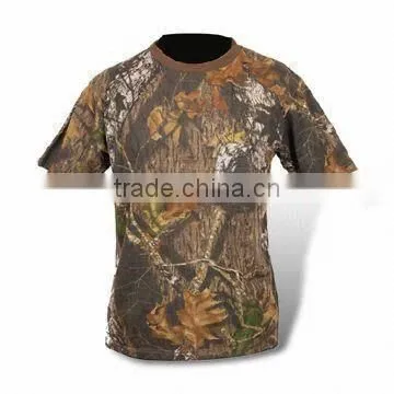 Forest Leaf Printed Men's T-shirt, Made of 65% Polyester and 35% Cotton Shell