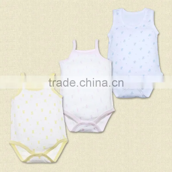 Wholesale Baby Girls Boys 100% Cotton Infant Floral Print Custome Romper Onesie no Sleeve Bodysuit