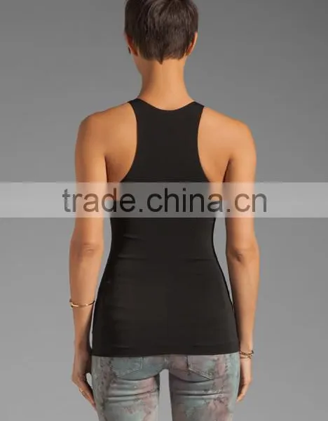 95% Rayon 5% Spandex Jersey Racer Black Tanks photo-2
