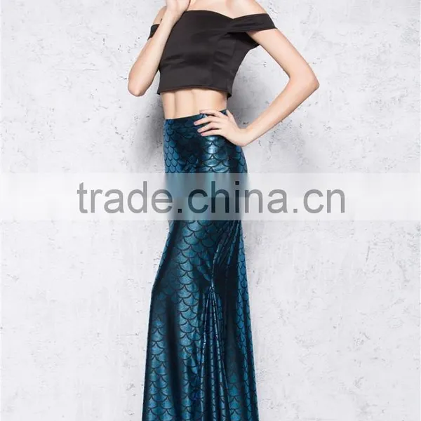 Ladies Sexy Maxi Long Shiny Mermaid Skirts Fish Scale Dress photo-5