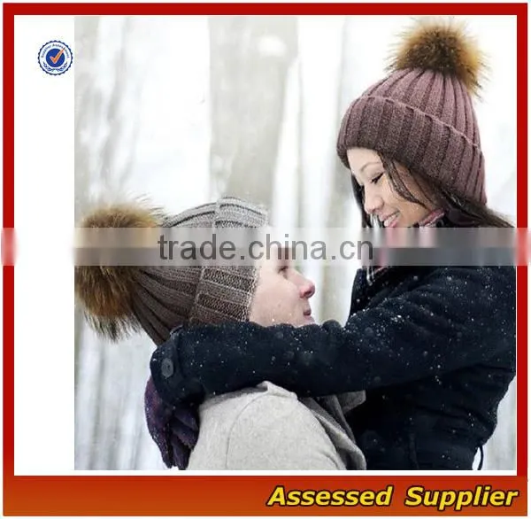 OEM High Quality Winter Knit Hat With Ball on Top Women and Man Fahion Beanie Knitted Hat With Pompoms for Wholesale photo-6