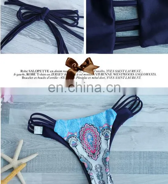 Women's Beach Strappy Reversible Bottom Bikini Set photo-4