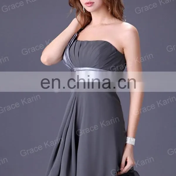 Hot Selling! Grace Karin Women's One Shoulder Knee Length Chiffon Bridesmaid Dresses CL4095 photo-3