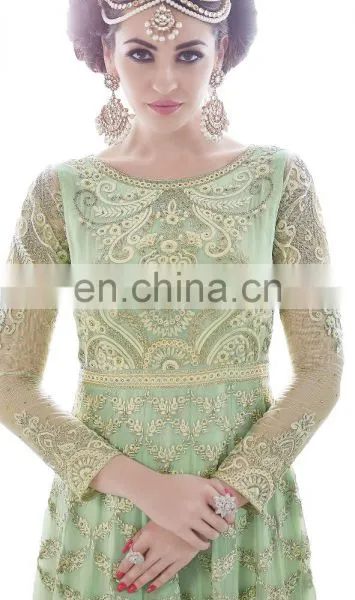 2017 Women's Party Wear Net Heavy Embrodiery Anarkali Suits Dress Material (Semi-Stitched Suits 2017) photo-4