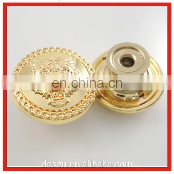 High Quality Gold Tone Tiger Shape Garment Accessory Metal Jeans Button for Clothing
