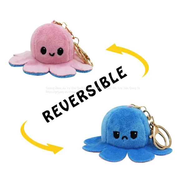 New Octopus Keychain Fashion Stuffed Two Sides Octopus Keychain and Turn Over Bag Pendant Plush Animal Keychains photo-5