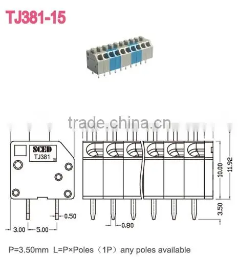 Termin Block 3.50mm Screwless Pcb Spring Terminal Block For Electric Power Security Termin Block photo-2
