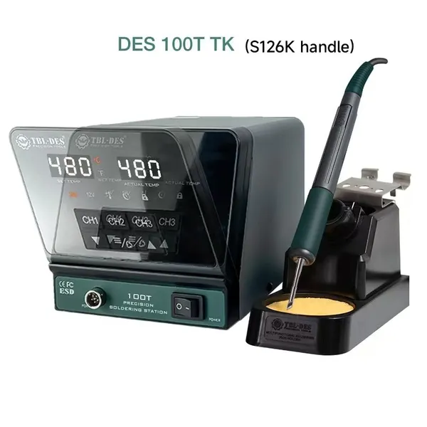 DES 100T 150W/55W Flip Screen ESD Safe Lead-Free Intelligent Soldering Station PCB Repair Tool photo-4