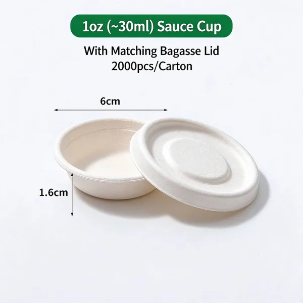 Disposable Straw Pulp Sauce Cup 60ml Oil-Proof Compostable Paper Pulp Condiment Cup photo-3