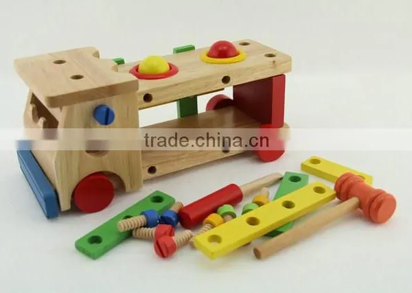 Wooden Removable Screw Car Diy Tools Toy Wood Knocking Ball Toy