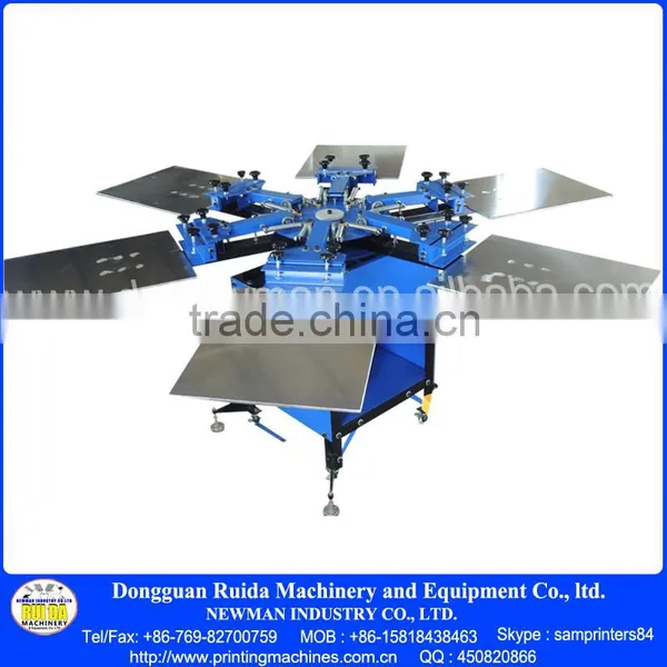 6 Colour 6 Station Floor Standing Carousel Manual Screen Printing With Micro Registration and Aluminum Pallet photo-2