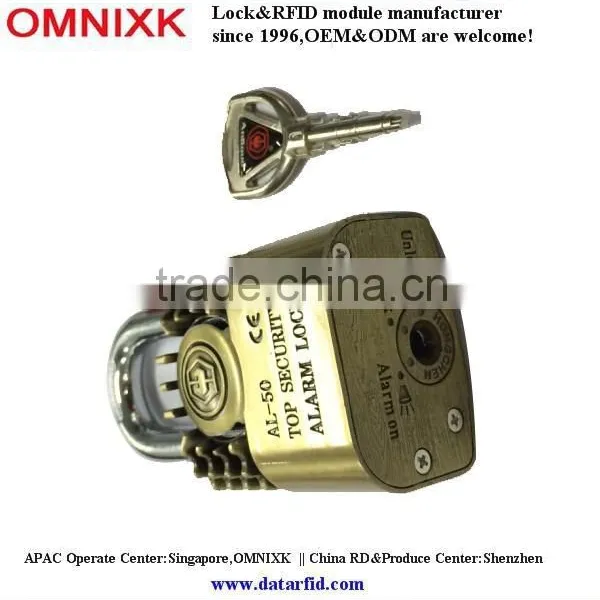 Brass Alarm Siren Padlock AL-50 With 4pcs Keys photo-4