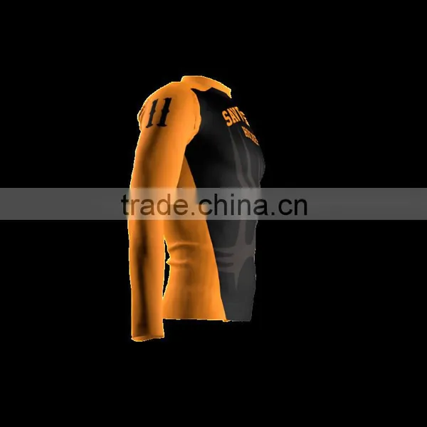 Polyester Spandex Long Sleeves Savv Show Compression Shirt/Rash Guard With Club Logo Player Name and Numbers at Sleeves photo-3