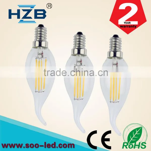 New 2015 E14 LED Lamp Filament Glass Housing Blub 220V 2W 4W Light Brightness 360 Degree Retro Candle Chandelier Lampade photo-4
