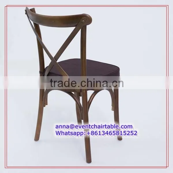 Solid Wood Wedding Dinning Stackable Cross Back Chair photo-5