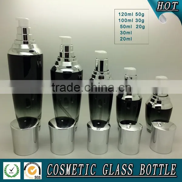High Quanlity Black Colored Cosmetic Glass Bottle and Cosmetic Glass Jar photo-4