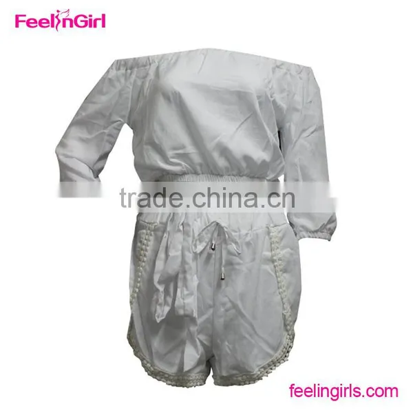 2 Pieces off Shoulder Sexy Ladies Short Workout Jumpsuit photo-4