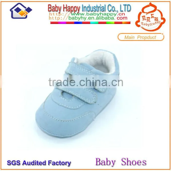 Hard Sole Light Blue Cheap Leather Baby Shoes