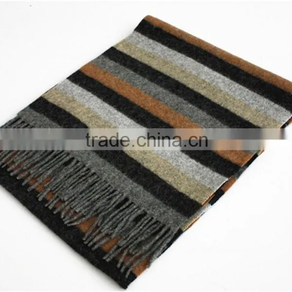 Colorful Stripe Pure Wool Scarf With Fringe photo-2