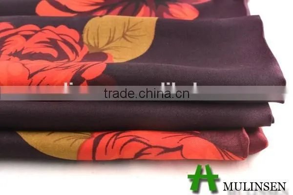 Shaoxing Textile Polyester 50D Floral Satin Fabric/ Womens Satin Pajamas Fabric photo-4