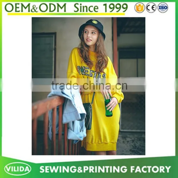 Factory in China OEM Custom Autumn Women Fashion 100% Cotton Long Hoodies Dress photo-3